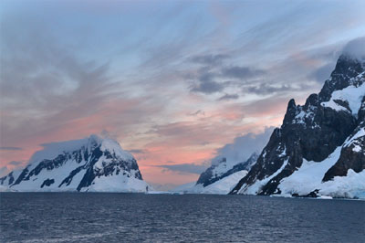Sunrise, Lamar Channel, Antarctica